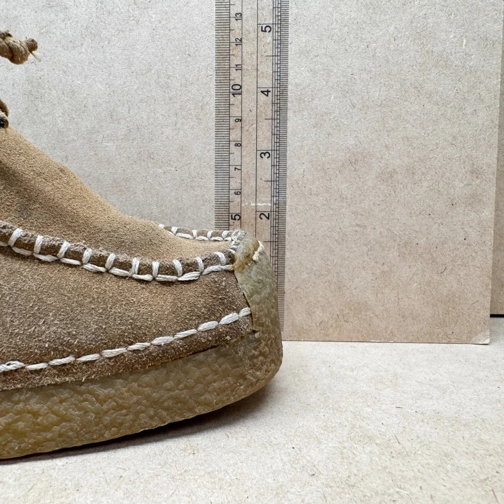 Candies Wedge Loafers Women 8 Tan Suede Whipstitch Boho 90s Retro Platform Shoes